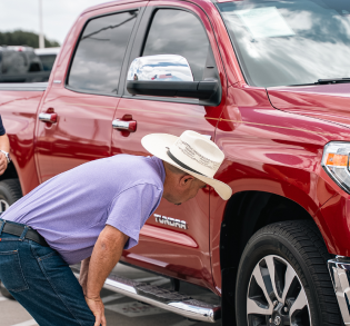 Red pickup truck