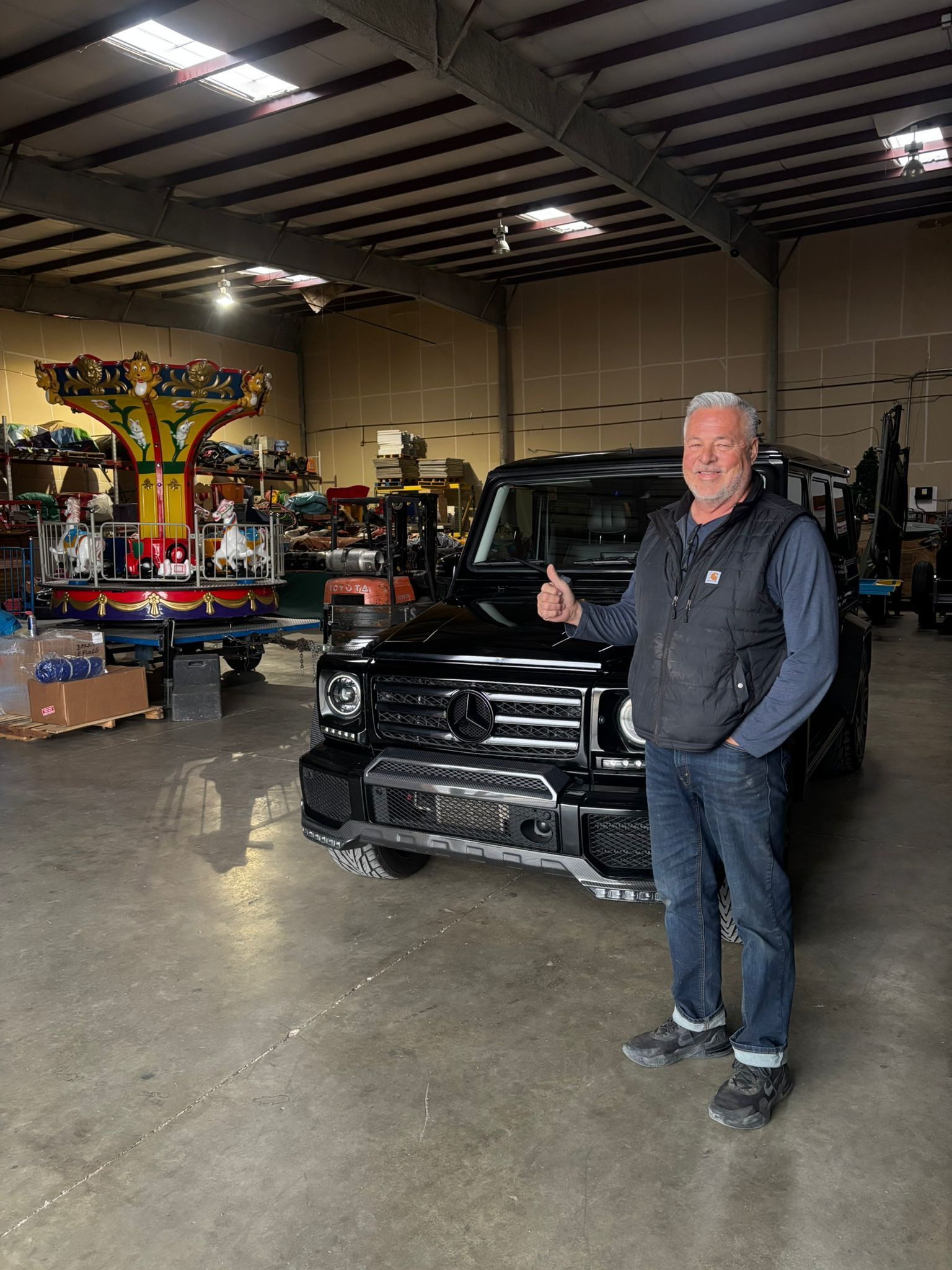 Satisfied customer with vehicle